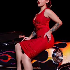 🔥 HOT!🔥 NWT Rock Steady Wiggle Diva Dress Red- M